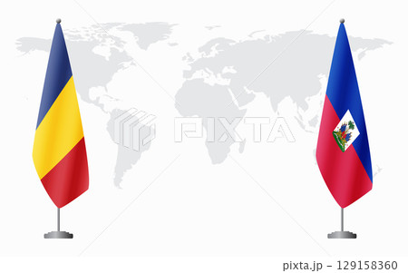 Romania and Haiti flags for official meeting Romania and Haiti flags for official meeting 129158360
