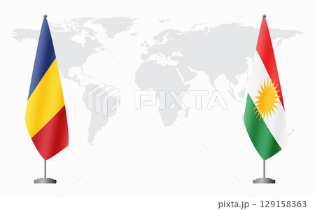 Romania and Kurdistan flags for official meeting 129158363