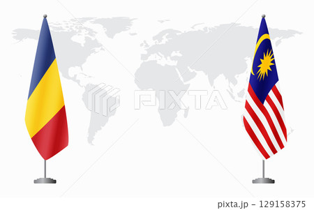 Romania and Malaysia flags for official meeting Romania and Malaysia flags for official meeting 129158375