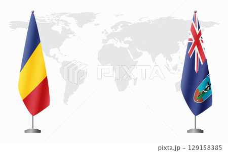 Romania and Montserrat flags for official meeting 129158385