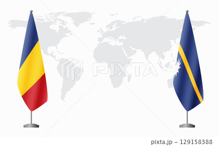 Romania and Nauru flags for official meeting 129158388