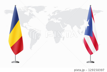 Romania and Puerto Rico flags for official meeting 129158397