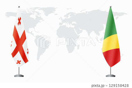 Georgia and Congo-Brazzaville flags for official meeting 129158428
