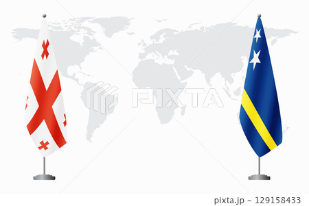 Georgia and Curacao flags for official meeting Georgia and Curacao flags for official meeting 129158433