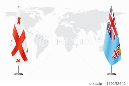 Georgia and Fiji flags for official meeting 129158442