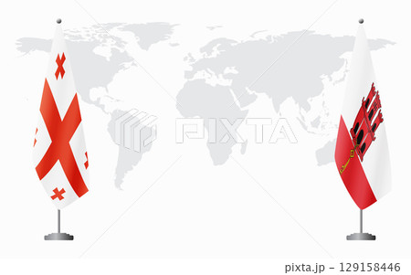Georgia and Gibraltar flags for official meeting Georgia and Gibraltar flags for official meeting 129158446