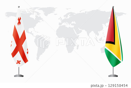 Georgia and Guyana flags for official meeting 129158454