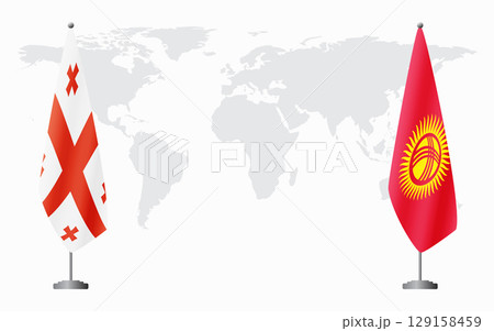 Georgia and Kyrgyzstan flags for official meeting 129158459