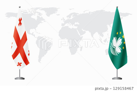 Georgia and Macau flags for official meeting 129158467