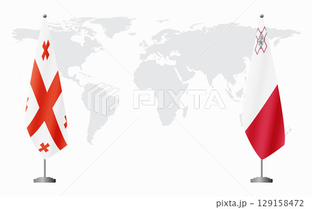 Georgia and Malta flags for official meeting 129158472