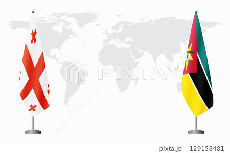 Georgia and Mozambique flags for official meeting 129158481