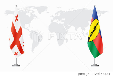Georgia and New Caledonia flags for official meeting 129158484