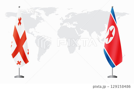 Georgia and North Korea flags for official meeting 129158486