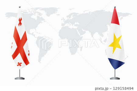 Georgia and Saba flags for official meeting Georgia and Saba flags for official meeting 129158494
