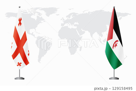 Georgia and Western Sahara flags for official meeting 129158495