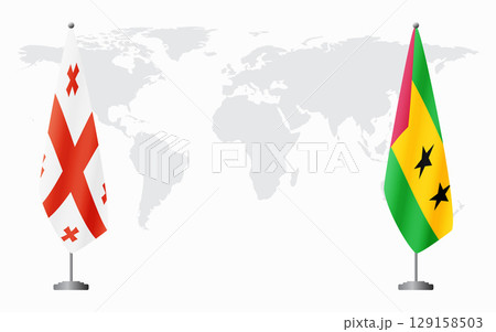 Georgia and Sao Tome and Principe flags for official meeti 129158503