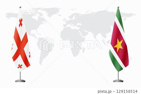 Georgia and Suriname flags for official meeting 129158514