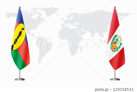 New Caledonia and Peru flags for official meeting 129158531