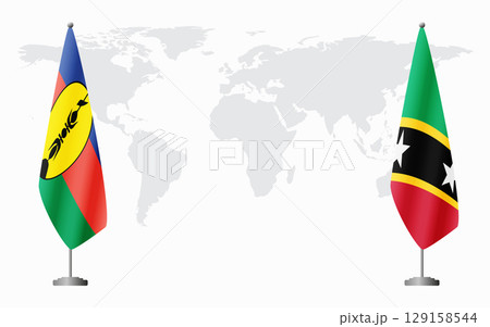 New Caledonia and Saint Kitts and Nevis flags for official meeti 129158544