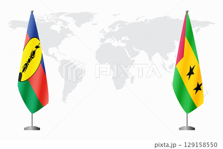 New Caledonia and Sao Tome and Principe flags for official meeti 129158550