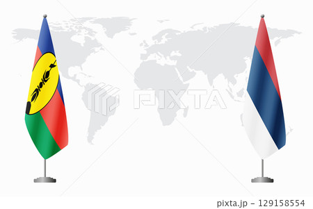 New Caledonia and civil Serbia flags for official meeting New Caledonia and civil Serbia flags for official meeting 129158554