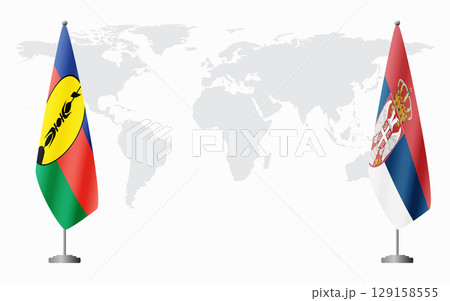 New Caledonia and Serbia flags for official meeting New Caledonia and Serbia flags for official meeting 129158555