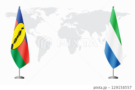 New Caledonia and Sierra Leone flags for official meeting 129158557