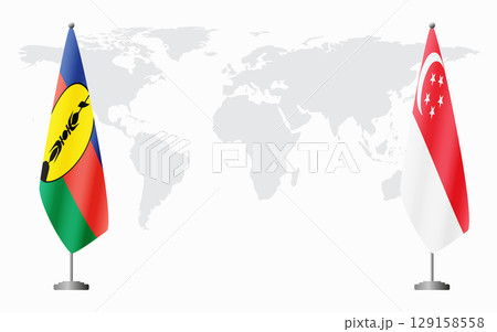 New Caledonia and Singapore flags for official meeting New Caledonia and Singapore flags for official meeting 129158558