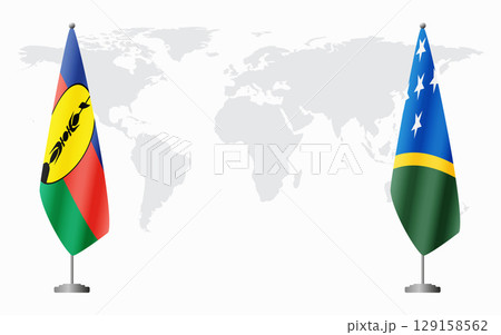 New Caledonia and Solomon Islands flags for official meeting New Caledonia and Solomon Islands flags for official meeting 129158562