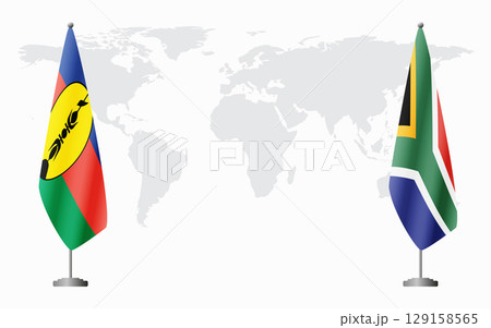 New Caledonia and South Africa flags for official meeting New Caledonia and South Africa flags for official meeting 129158565