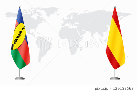 New Caledonia and civil Spain flags for official meeting 129158568