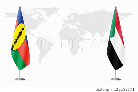 New Caledonia and Sudan flags for official meeting 129158571