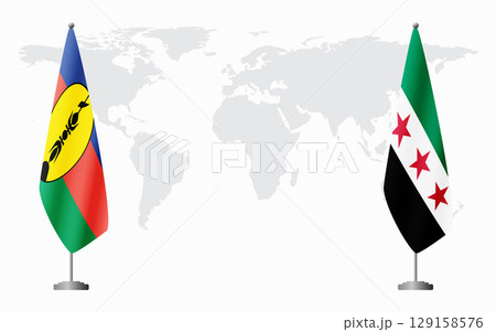 New Caledonia and Syria flags for official meeting New Caledonia and Syria flags for official meeting 129158576