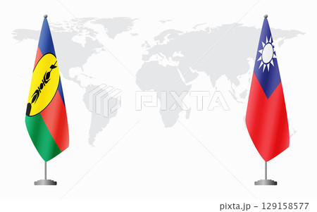 New Caledonia and Taiwan flags for official meeting New Caledonia and Taiwan flags for official meeting 129158577