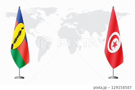 New Caledonia and Tunisia flags for official meeting New Caledonia and Tunisia flags for official meeting 129158587