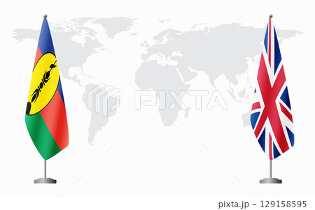 New Caledonia and United Kingdom flags for official meeting New Caledonia and United Kingdom flags for official meeting 129158595