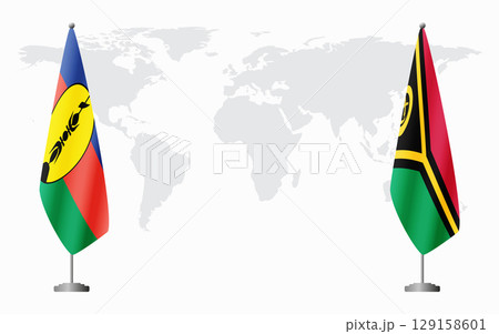 New Caledonia and Vanuatu flags for official meeting 129158601
