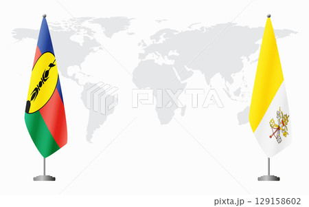 New Caledonia and Vatican flags for official meeting 129158602