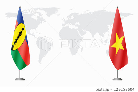 New Caledonia and Vietnam flags for official meeting New Caledonia and Vietnam flags for official meeting 129158604