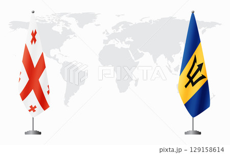 Georgia and Barbados flags for official meeting Georgia and Barbados flags for official meeting 129158614