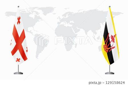 Georgia and Brunei flags for official meeting 129158624