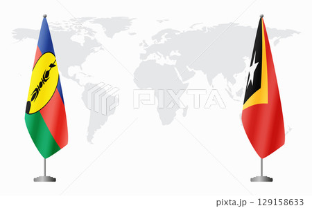 New Caledonia and Timor-Leste flags for official meeting 129158633