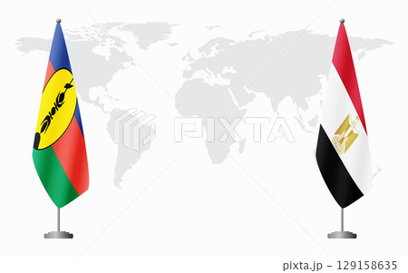 New Caledonia and Egypt flags for official meeting 129158635