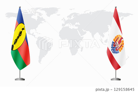 New Caledonia and French Polynesia flags for official meeting New Caledonia and French Polynesia flags for official meeting 129158645