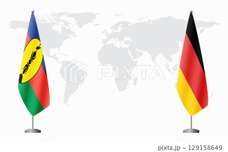 New Caledonia and Germany flags for official meeting 129158649