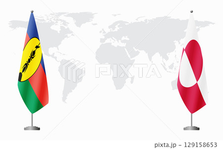 New Caledonia and Greenland flags for official meeting 129158653