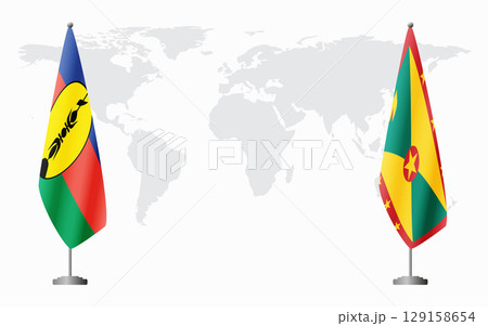 New Caledonia and Grenada flags for official meeting 129158654