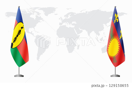 New Caledonia and Guadeloupe flags for official meeting New Caledonia and Guadeloupe flags for official meeting 129158655