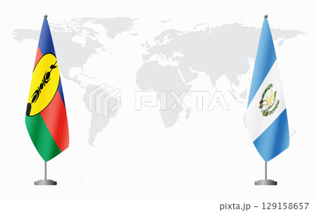New Caledonia and Guatemala flags for official meeting 129158657