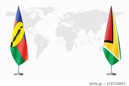 New Caledonia and Guyana flags for official meeting New Caledonia and Guyana flags for official meeting 129158661